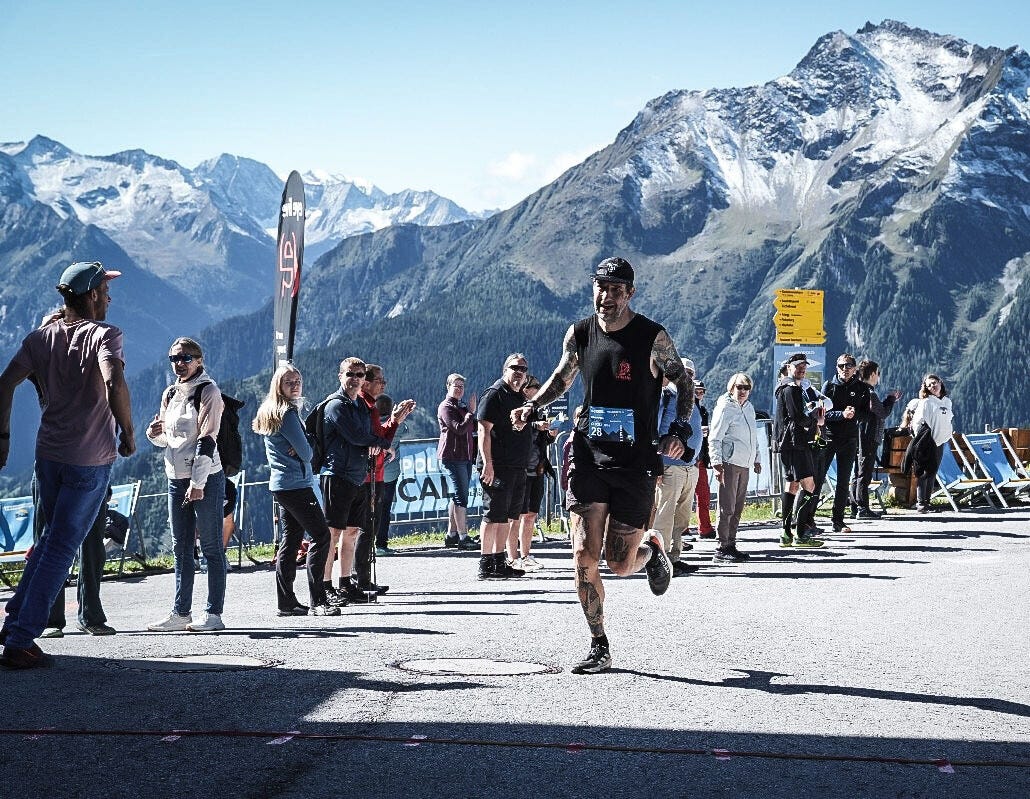 The author finishing the mountopolus vertical