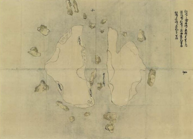 Carte ancienne des rochers Liancourt.