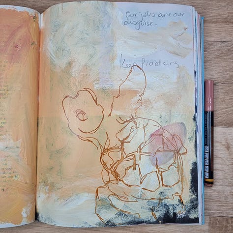 Photos of warm up drawing exercises