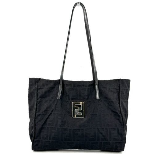 FENDI Tote bag Zucca Black FF Logo Nylon Authentic - Picture 1 of 24