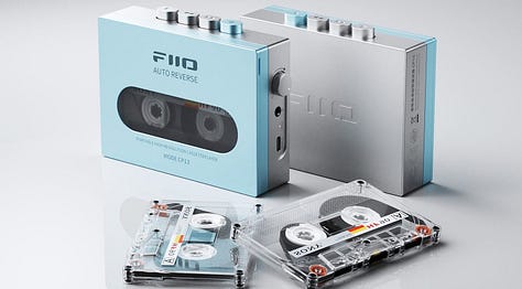 6 images shown. From left to right: top row includes CES conference center outside image, MBUX sound drive display, Fiio tape deck. Bottom row, LG Dukebox next to reclining man, Samsung music frame displaying record, KiT Better album card