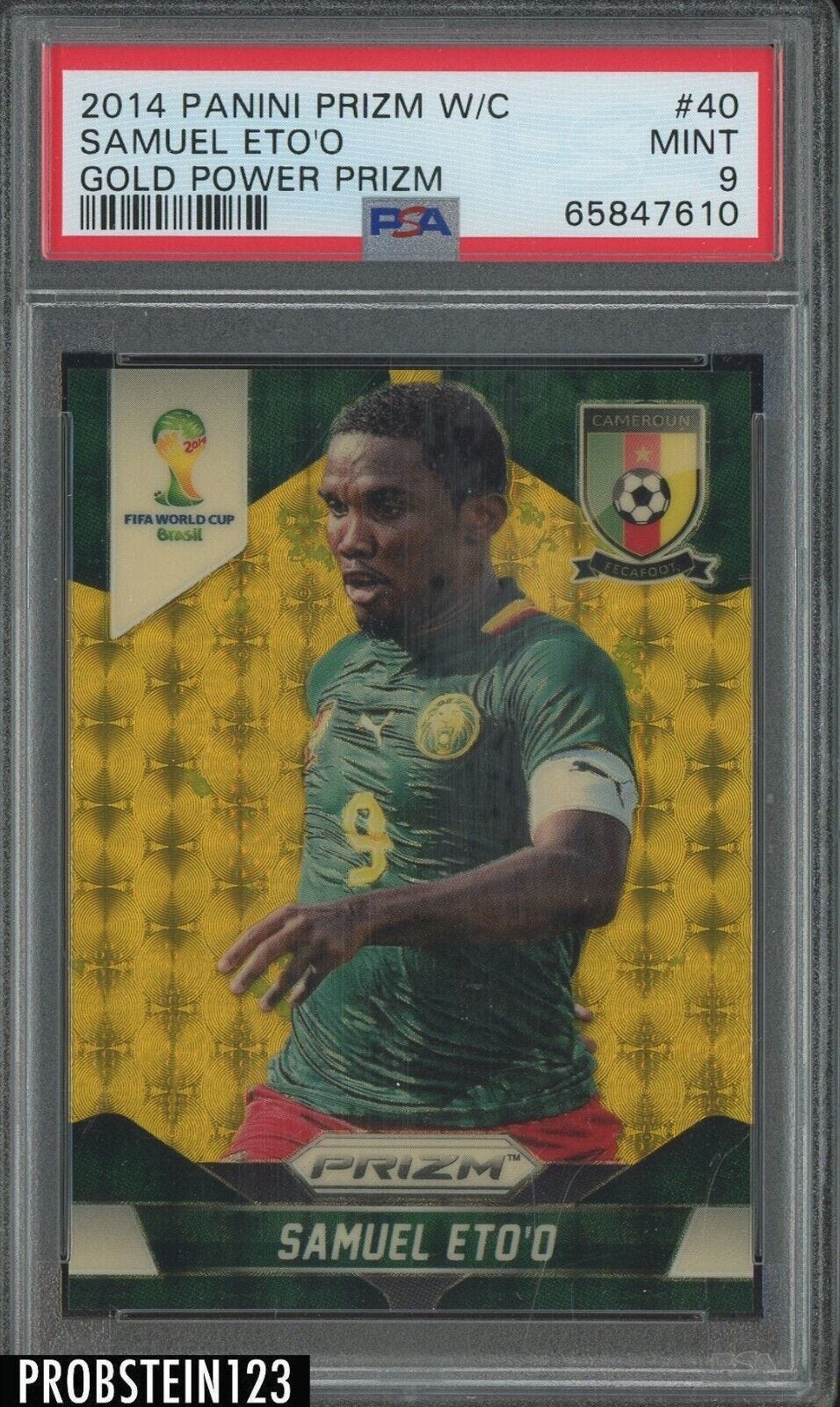 2014 Panini Gold Power Prizm World Cup Soccer Samuel Eto'O 4/5 PSA 9 MINT - Picture 1 of 2