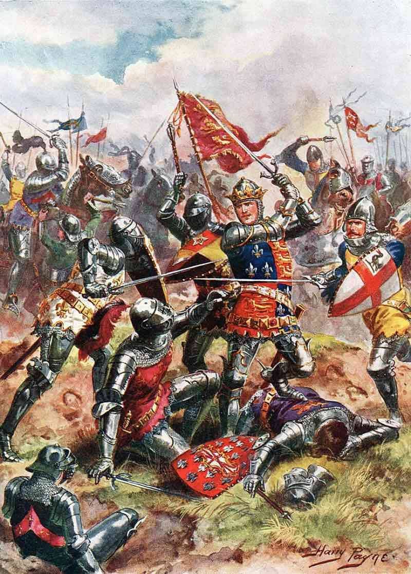 Depiction of King Henry V at the Battle of Agincourt: