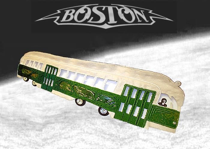 Beaded Boston band Mbta trolley T train launch space shuttle Brad Delp Tribute long time pop art PCC Beaded Boston band Mbta trolley T train launch space shuttle Brad Delp Tribute long time pop art PCC