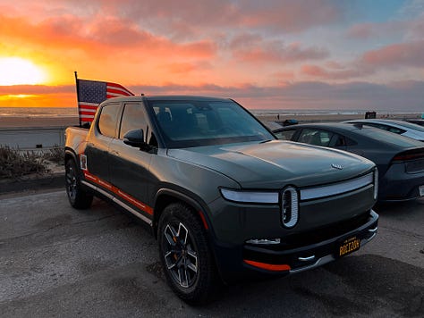 Various images of Arthur Morgan's Rivian R1T