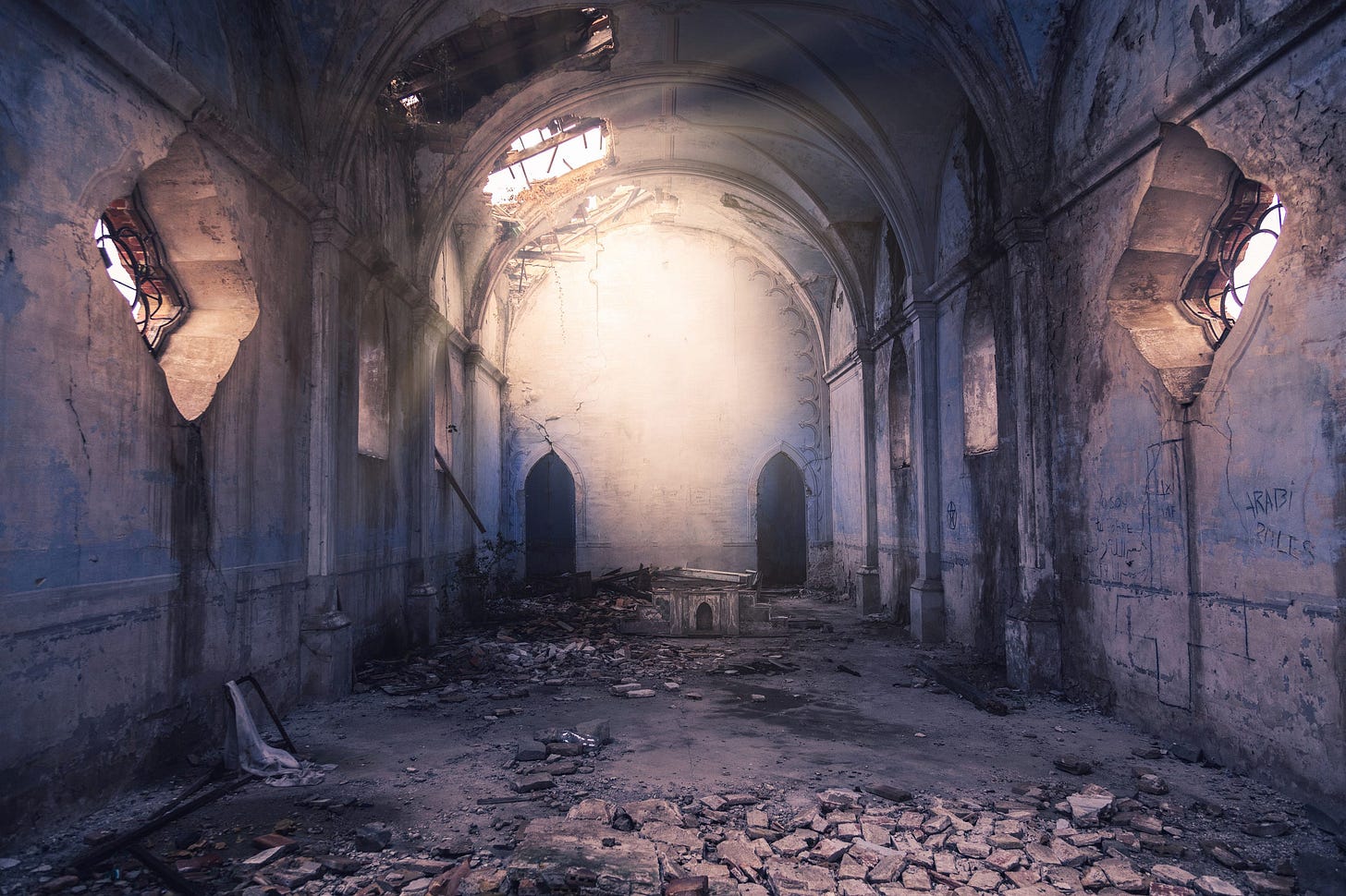 broken down church interior