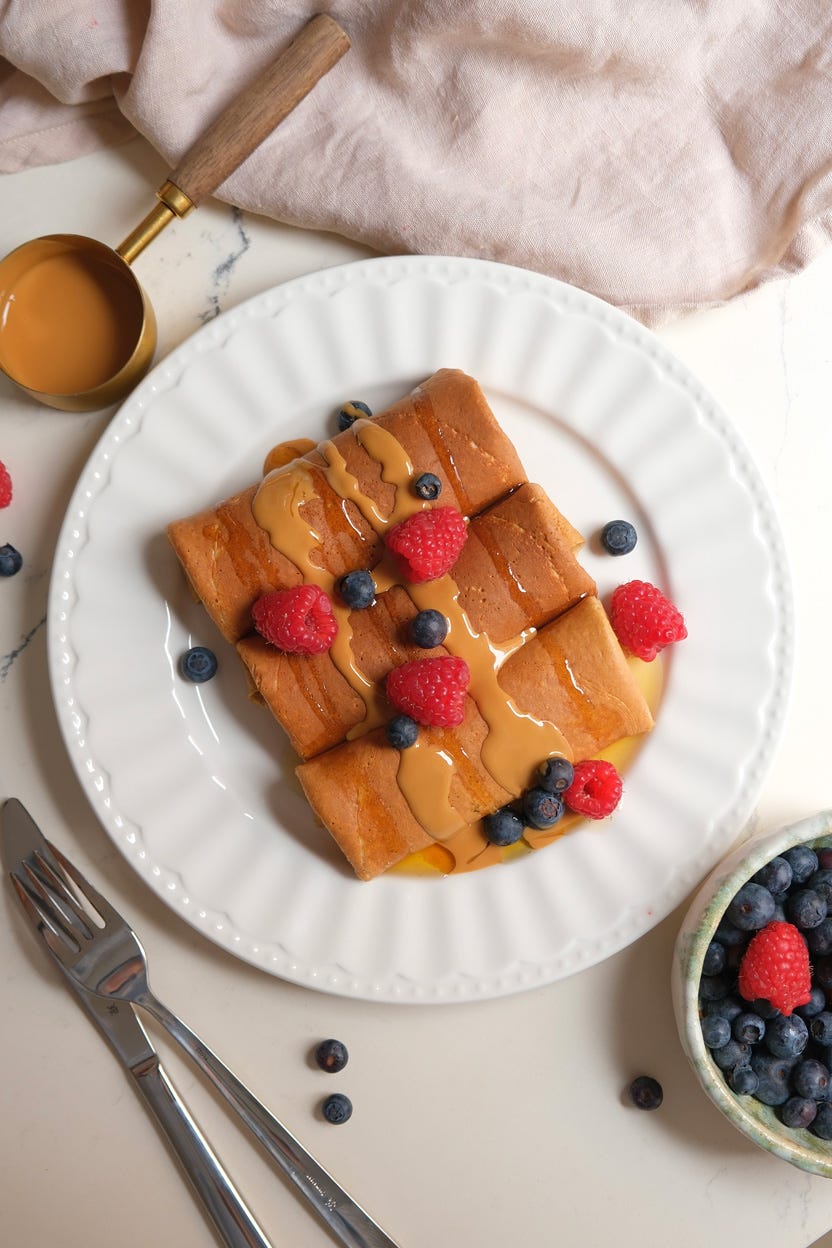 High-Protein Oat & Buckwheat Crepes with Cottage Cheese & Berries High-Protein Oat & Buckwheat Crepes with Cottage Cheese & Berries