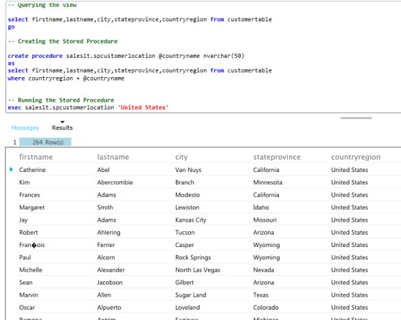 running the sql azure stored procedure running the sql azure stored procedure