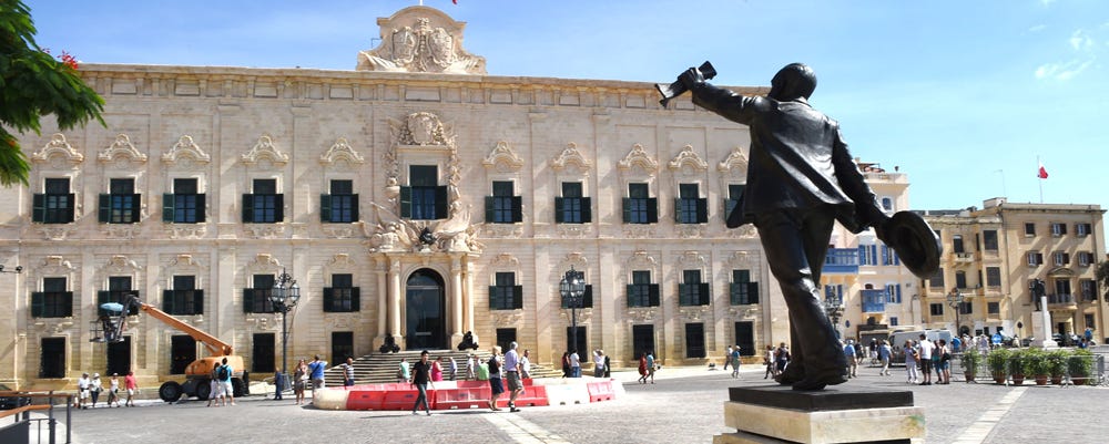 Manwel Dimech back in square facing Auberge de Castille