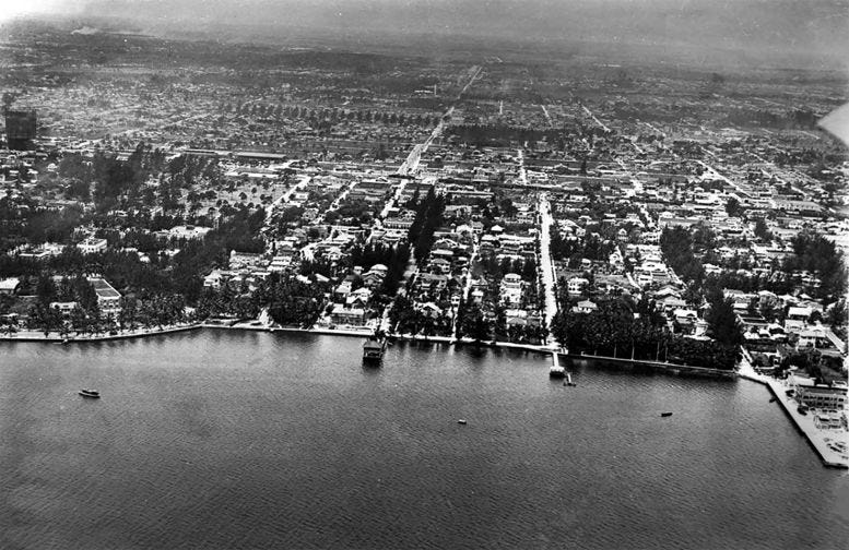 Aerial view of the Miramar and Edgewater subdivisions in 1912. This would have been part of the City of North Miami in 1913. Aerial view of the Miramar and Edgewater subdivisions in 1912. This would have been part of the City of North Miami in 1913.