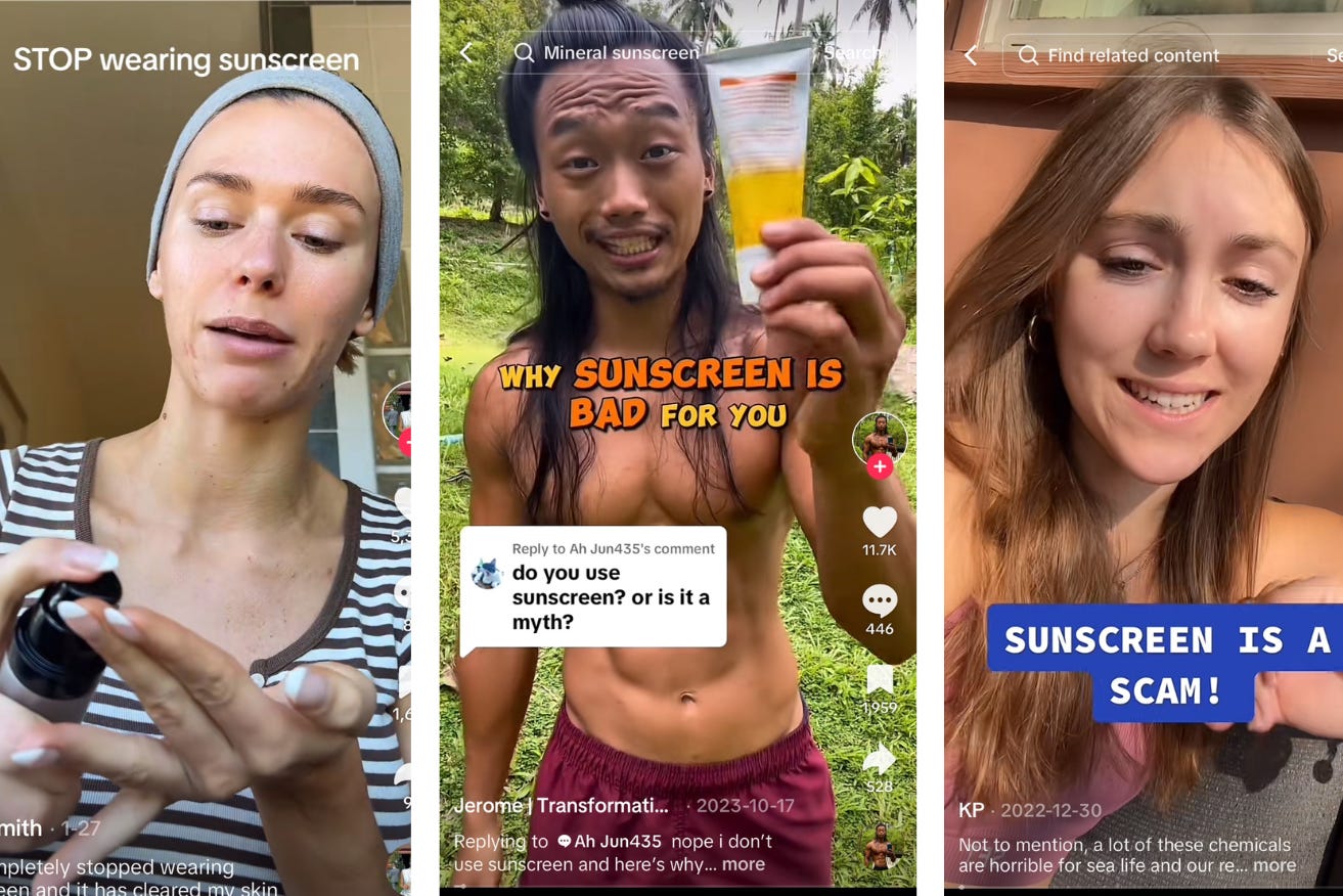 Sunscreen doesn't cause cancer, despite what TikTok says