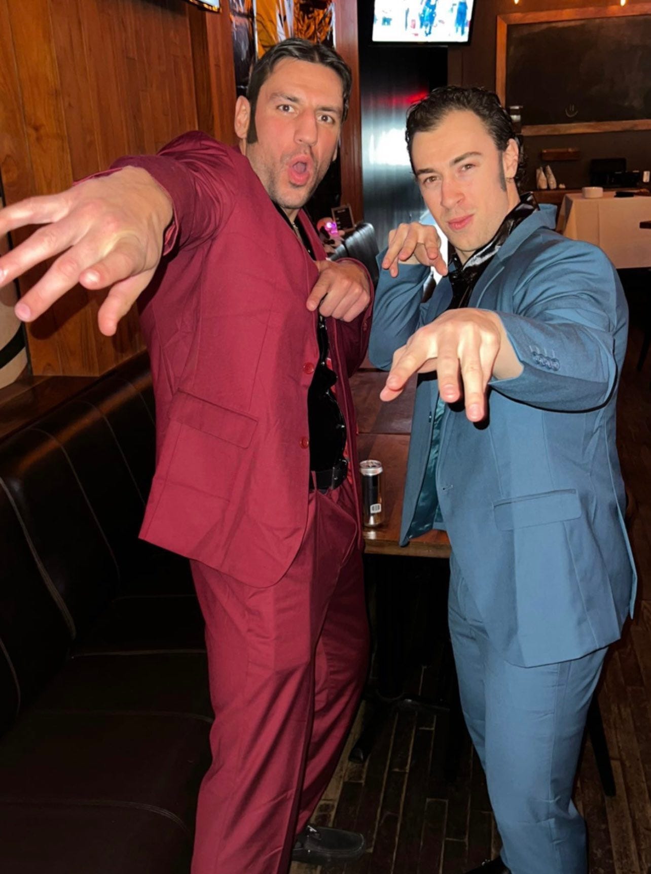 Milan Lucic as Steve and Andrew Mangiapane as Doug from Night At The Roxbury