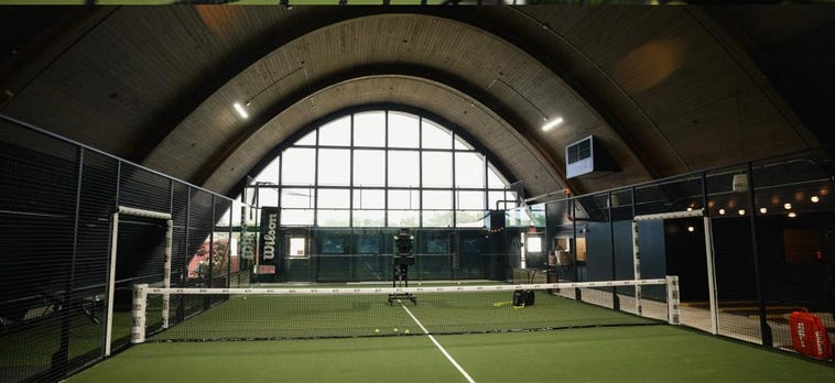 Indoor padel court at PUDL Padel in Des Moines, Iowa Indoor padel court at PUDL Padel in Des Moines, Iowa