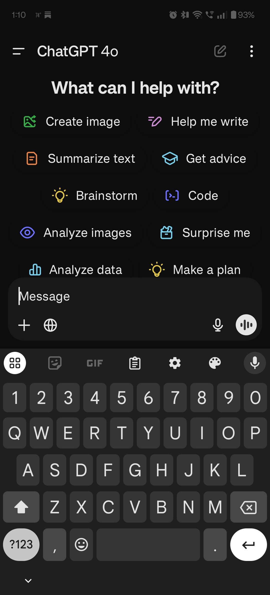 ChatGPT Mobile new menu