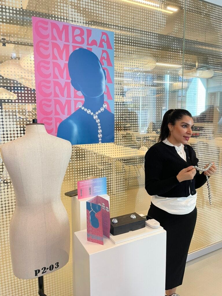 Embla necklace for shoulder pain at KEA Meaningful Menopause Jewellery exhibition in 2025