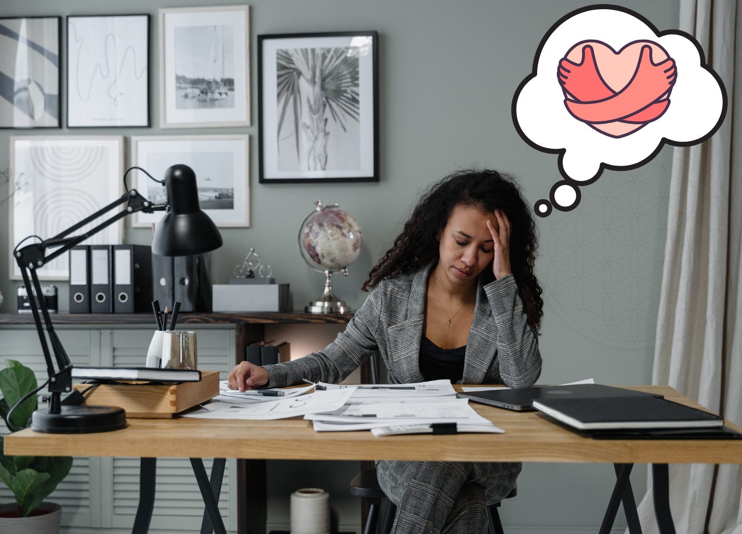 Image of a stressed out woman wondering when she will have time to take care of herself instead of everyone else's needs