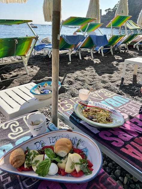 Spiaggia di Fornillo, Restaurants, Ceramics and Night Views of Positano