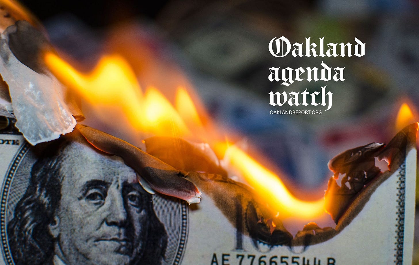 The City of Oakland’s year-end financial reports show a continued reliance on one-time funds to cover ongoing expenses. (Image source: Oakland Report / Adobe Stock)