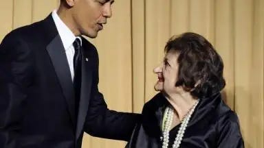 Helen Thomas with President Obama. The two share a birthday