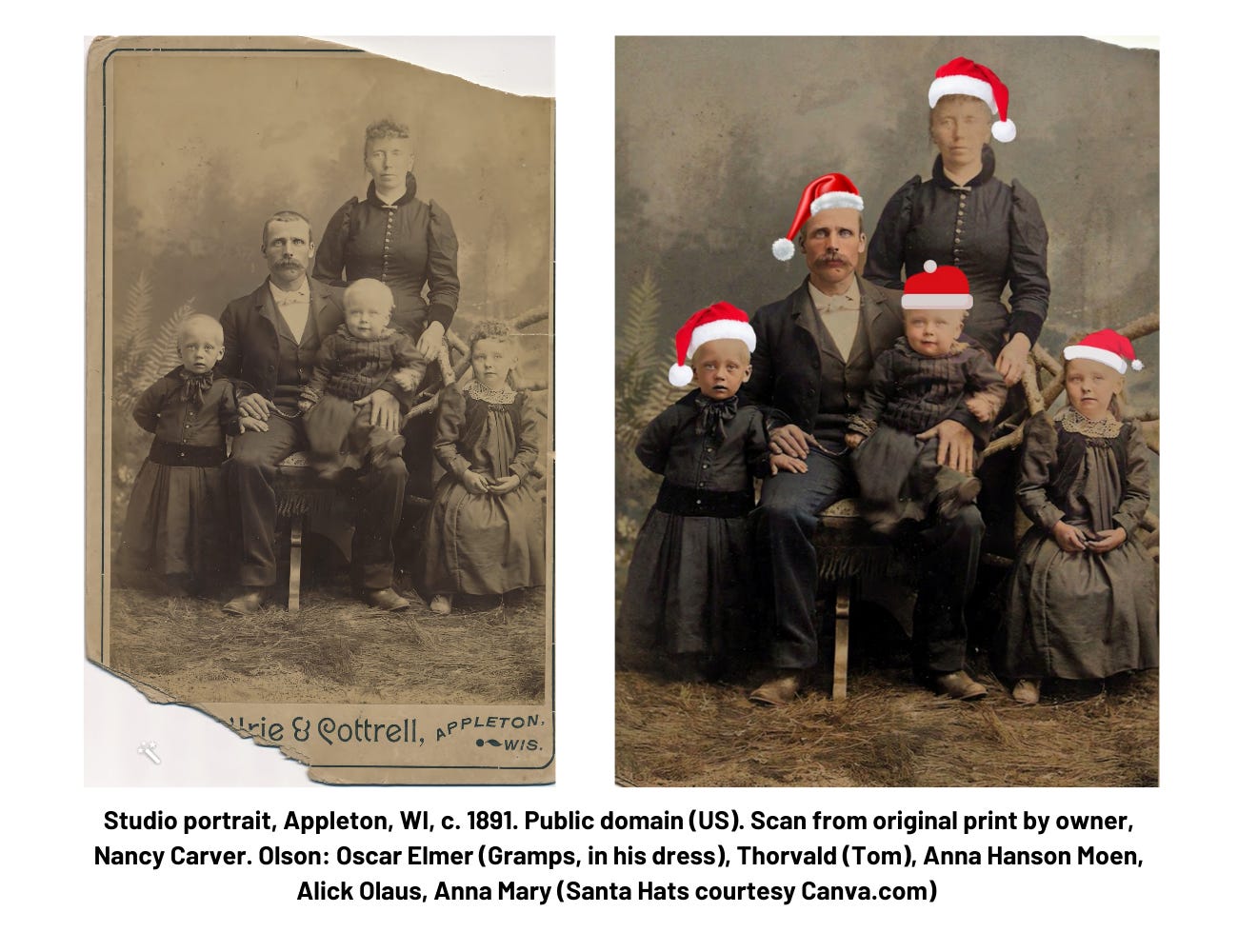 Studio portrait of the Olson Family, c. 1891.