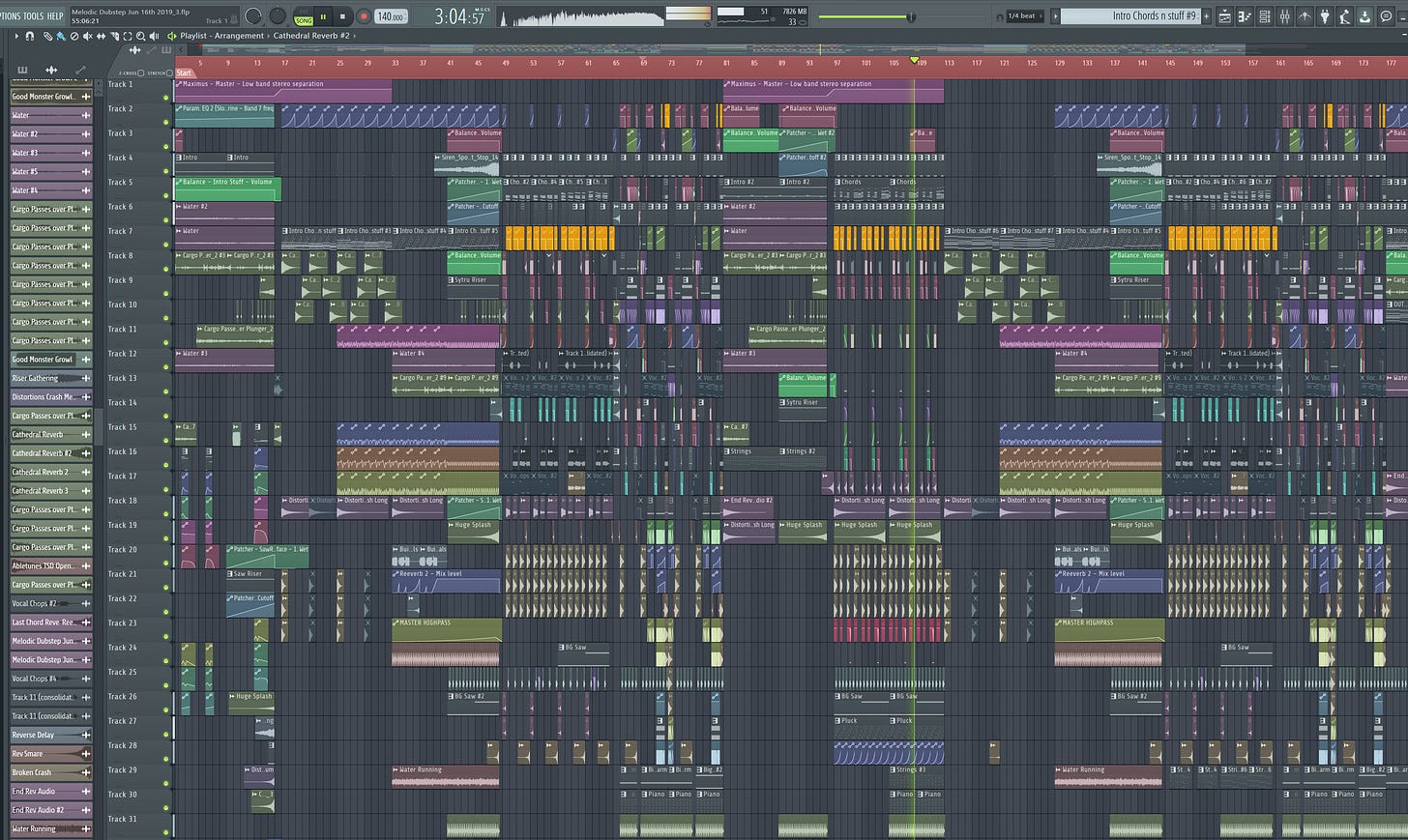 Posted a while back about a messy project but this is just getting  redicoulus lol... : r/FL_Studio