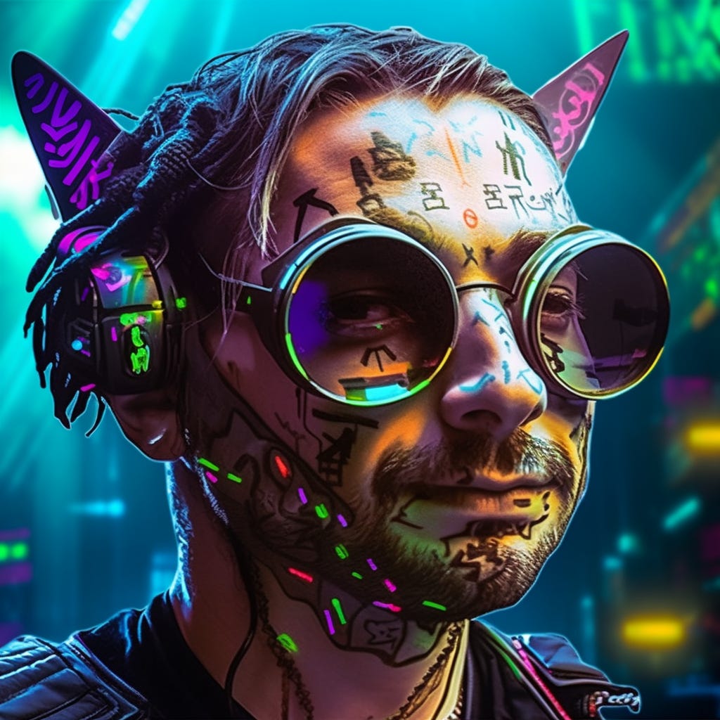Cyberpunk blacklight Daniel portrait