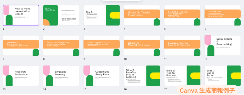Canva 生成簡報例子