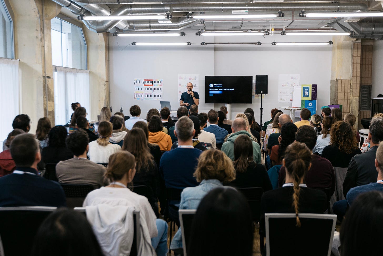 Wolfgang Bremer is giving his talk “People first. Design second.” at uxcon vienna 2022 in Vienna, Austria