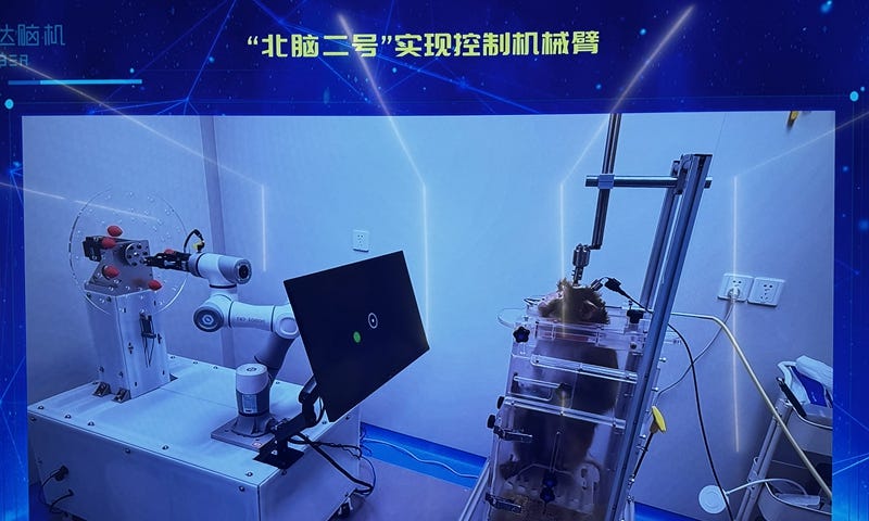 A monkey with its hands tied up can control a robotic arm with A monkey with its hands tied up can control a robotic arm with