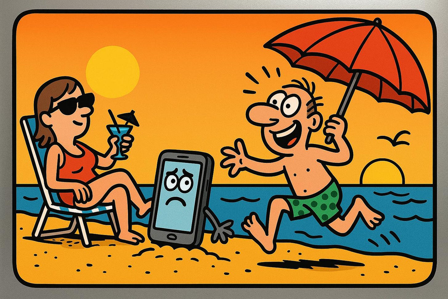 Unplugged Summer: Man Ditches Phone for Beach Fun Unplugged Summer: Man Ditches Phone for Beach Fun