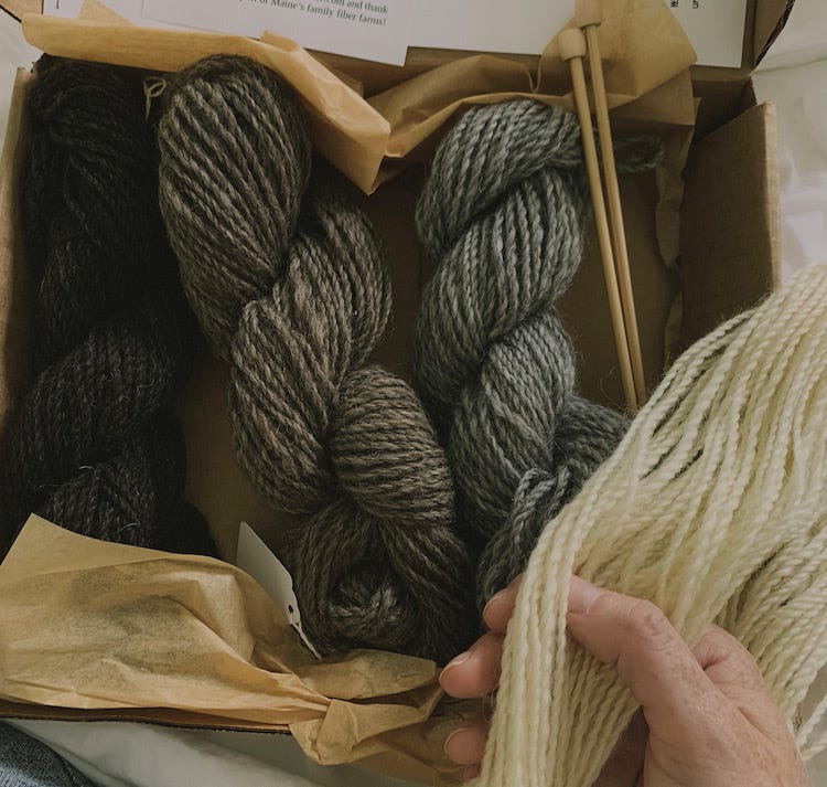Kristina Franziska's hand holding wool yarn