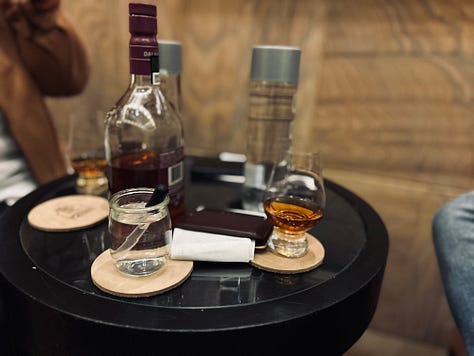 water, scotch, bottle, table