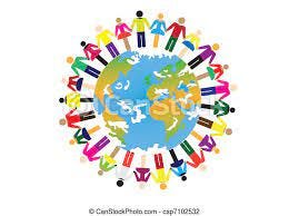Joined people of earth. Joined people standing around earth on the white  background. | CanStock