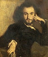 Portrait of Baudelaire at 23 years old, painted in 1844 by Émile Deroy (1820–1846)