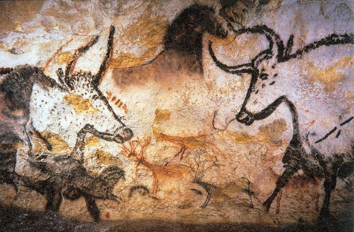 The painted caves of Lascaux, roughly 17,000 years old. The painted caves of Lascaux, roughly 17,000 years old.