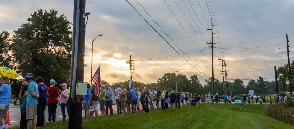 Protesters outside the ICE office in Blue Ash, Ohio. (Photo by Rev. Dr. Edward Goode) Protesters outside the ICE office in Blue Ash, Ohio. (Photo by Rev. Dr. Edward Goode)