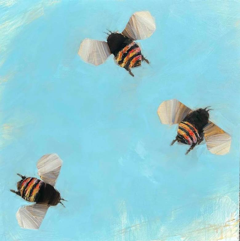 A group of bees flying in the sky

AI-generated content may be incorrect.
