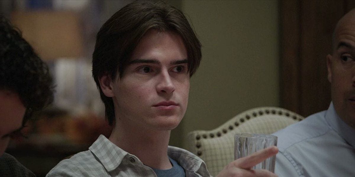 Walker gay son August harrassing Kevin at table. Walker gay son August harrassing Kevin at table.