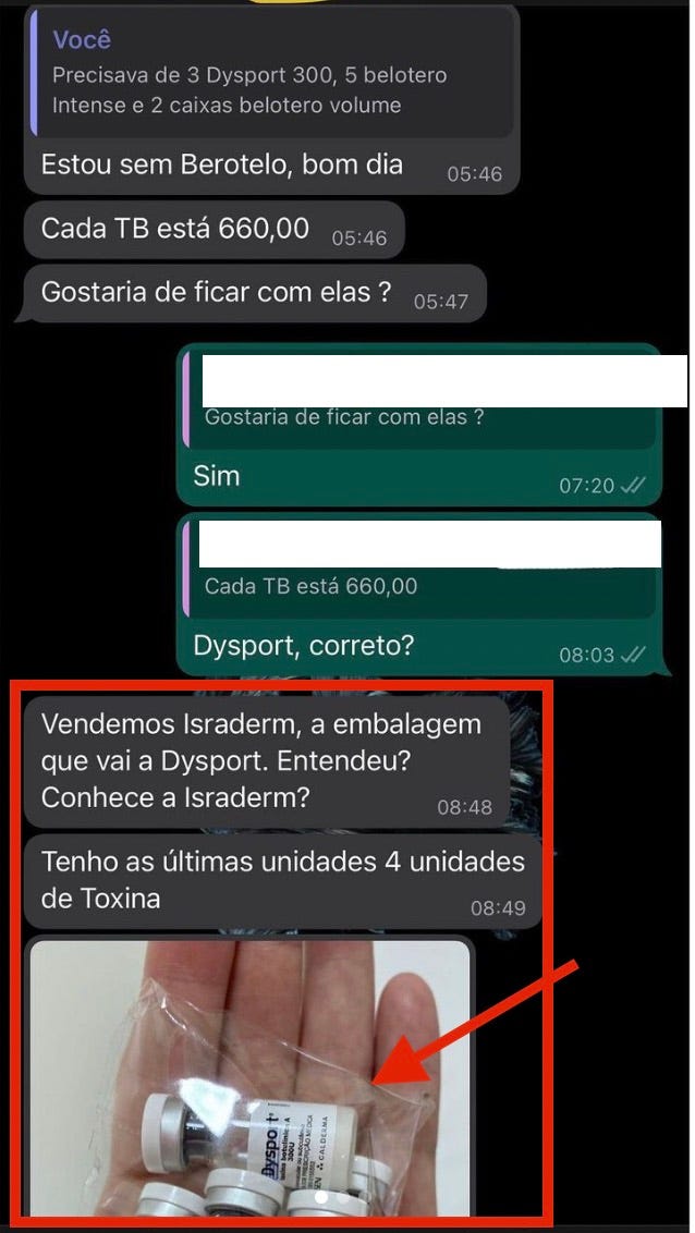 Israderm, botox, dysport fasificado