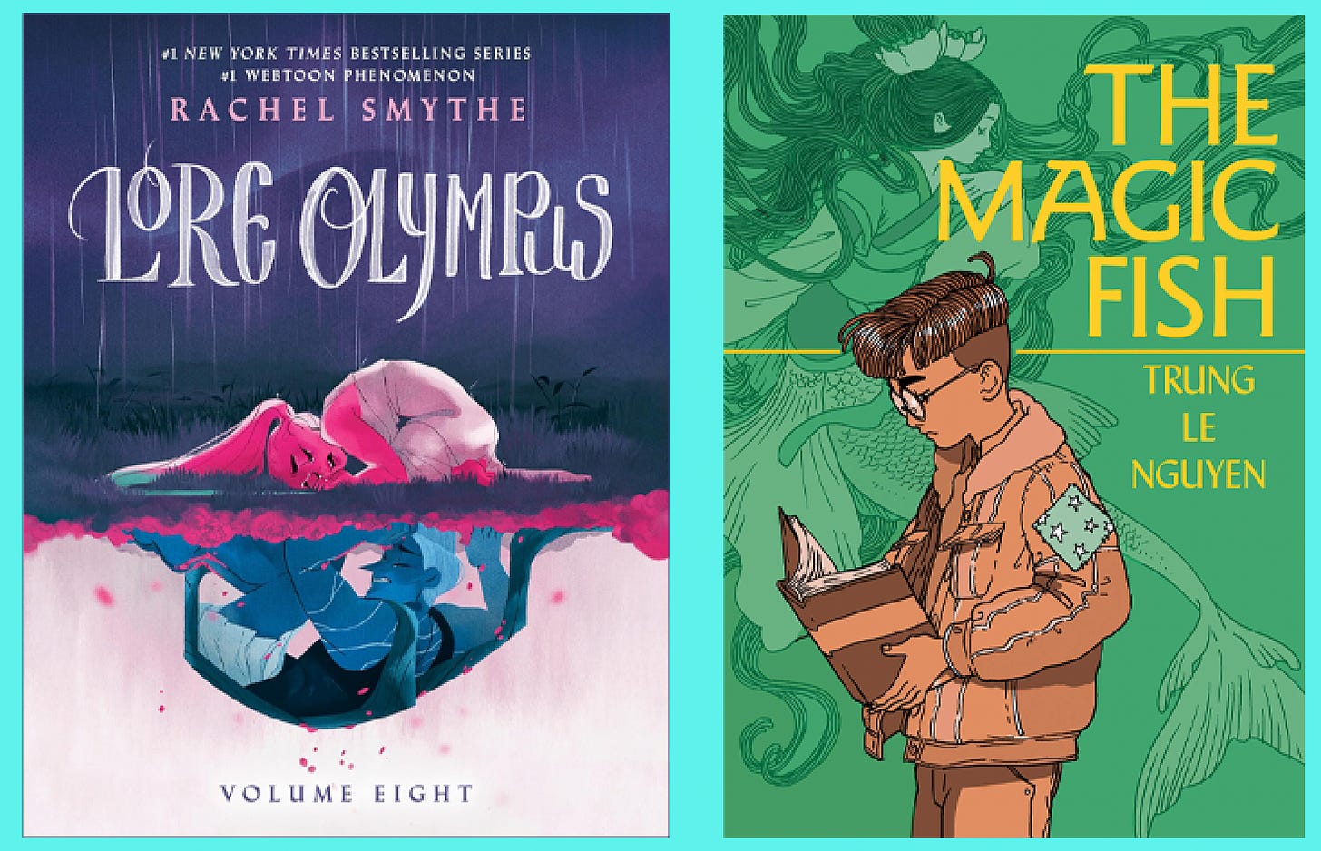 graphic novel covers: Lore Olympus vol 8 The Magic Fish