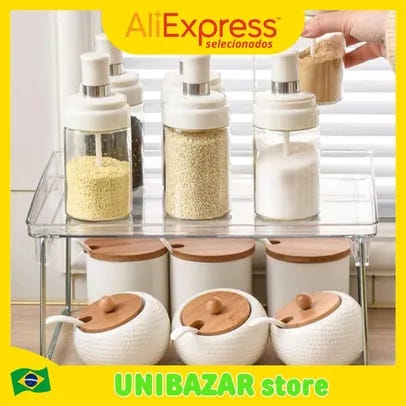 (R$18/moedas) Prateleira Dobrável de Armazenamento Multifuncional para Cozinha - Transparente 