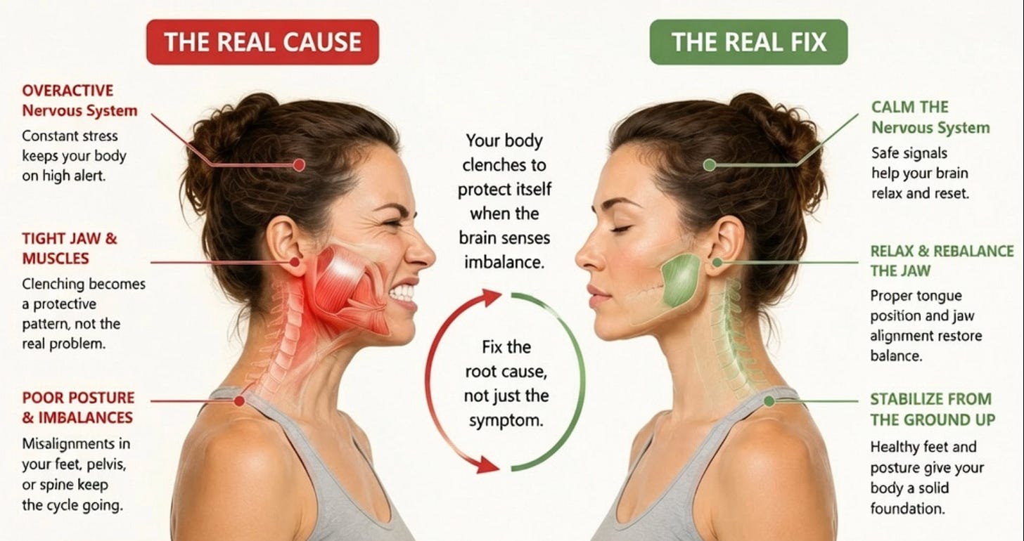 llustration showing the jaw, tongue, and airway connected 