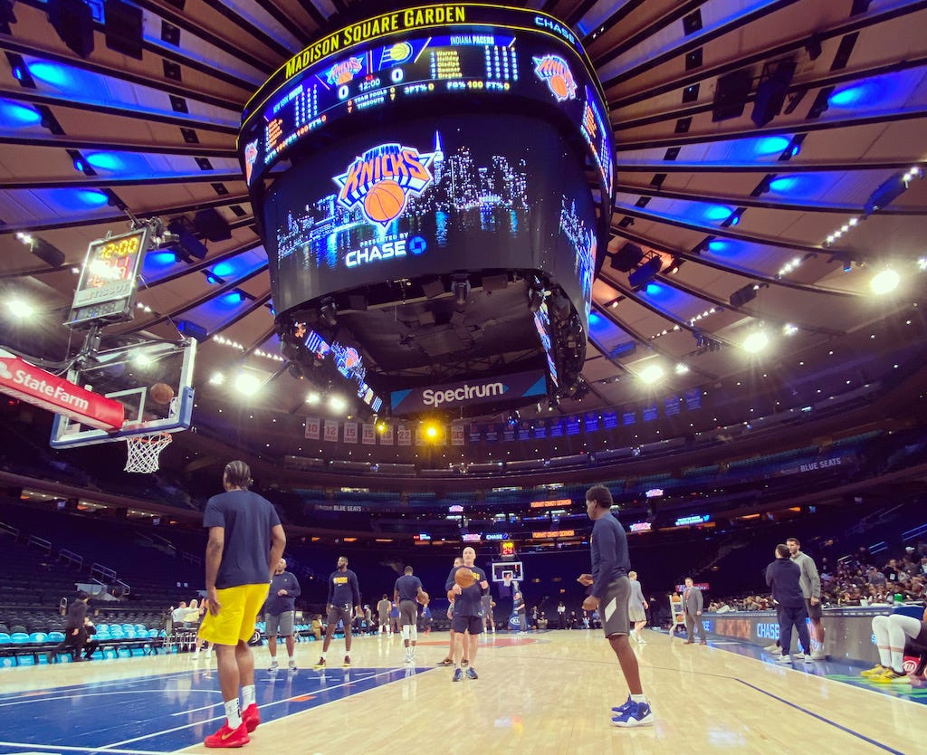 Pacers warming up to play the Knicks at Madison Square Garden in 2020. Pacers warming up to play the Knicks at Madison Square Garden in 2020.