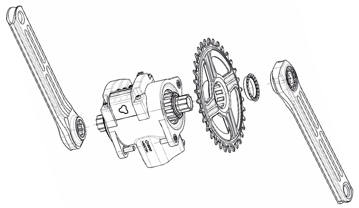 line drawing of rotor oval chainrings for fazua e-bike motors.