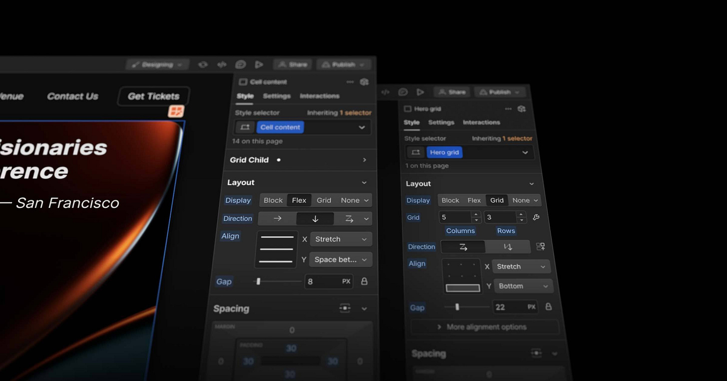 New Style panel Layout section and controls | Webflow Updates