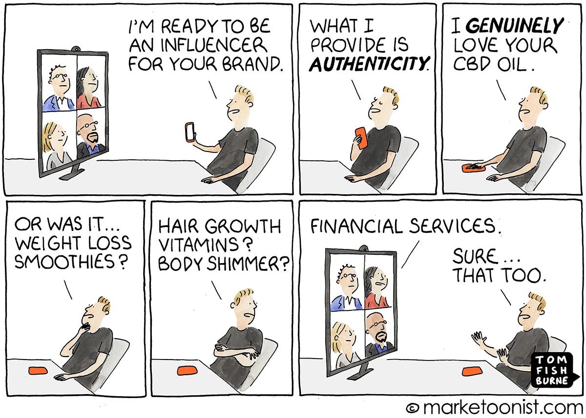 Influencer Marketing and Authenticity cartoon Influencer Marketing and Authenticity cartoon