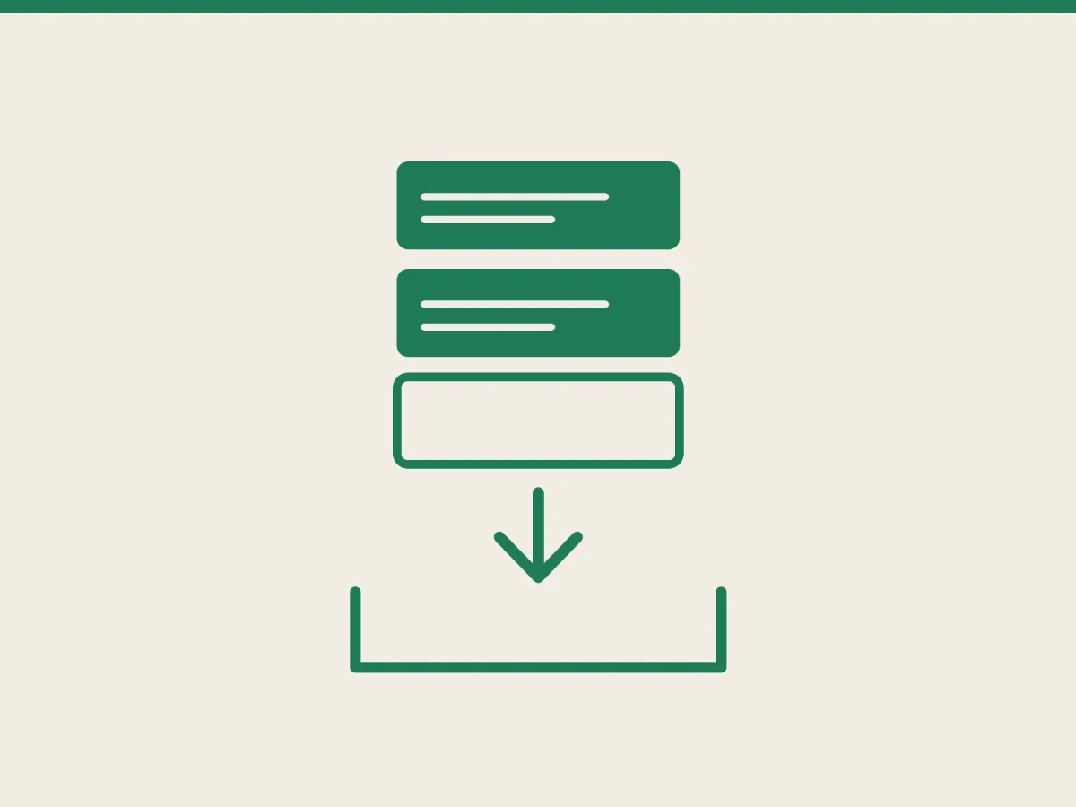 Three stacked cards with an arrow pointing down into an open tray, one card outlined and empty Three stacked cards with an arrow pointing down into an open tray, one card outlined and empty