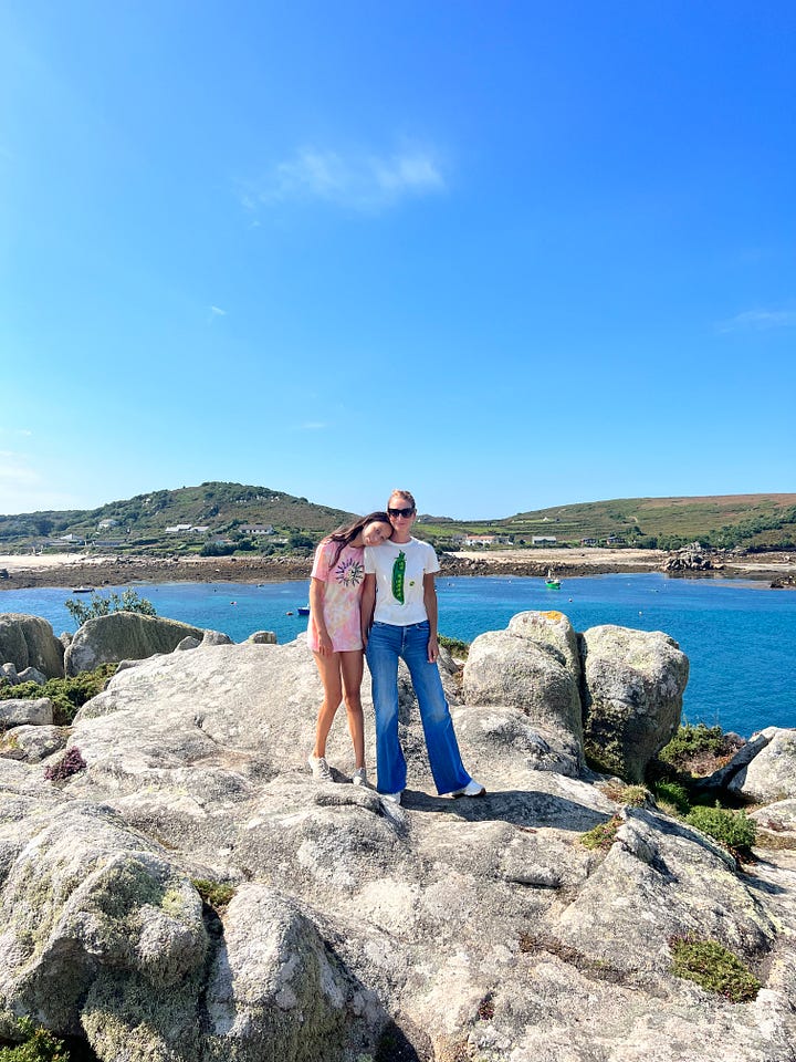 images of me and my daughter on the island of Tresco