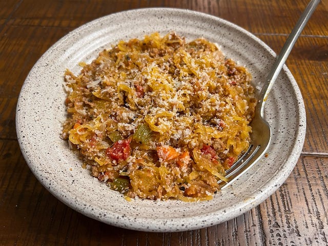 Harissa Bolognese with Spaghetti Squash