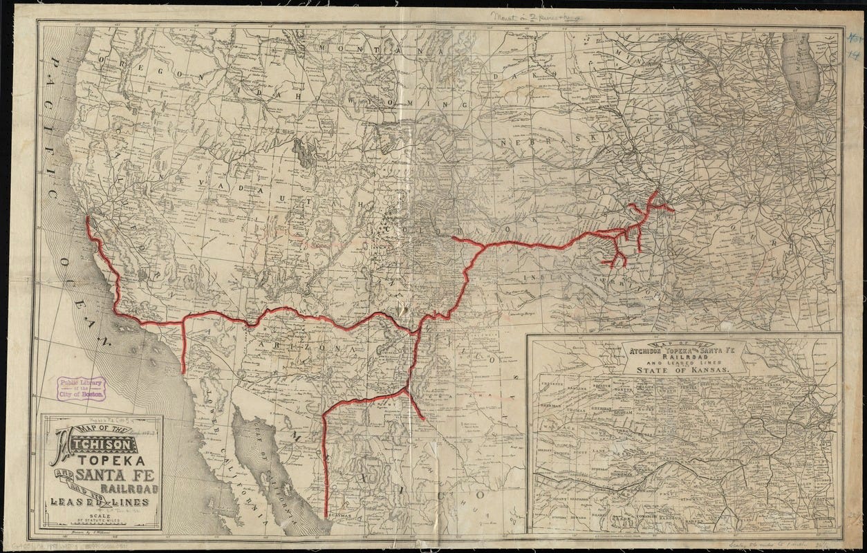 Map of the Atchison Topeka and Santa Fe Railroad and its leased lines - Digital Commonwealth Map of the Atchison Topeka and Santa Fe Railroad and its leased lines - Digital Commonwealth